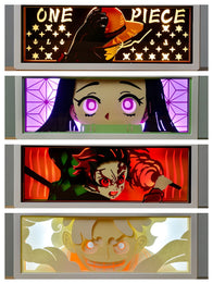 Anime One Piece Demon Slayer Paper LED Light Box Cut Shadow Box Bedroom Decoration Atmosphere Light Night Light Children'S Gift